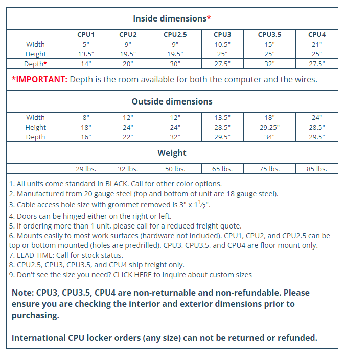 CPU2 Computer Locker - Computer Security Products