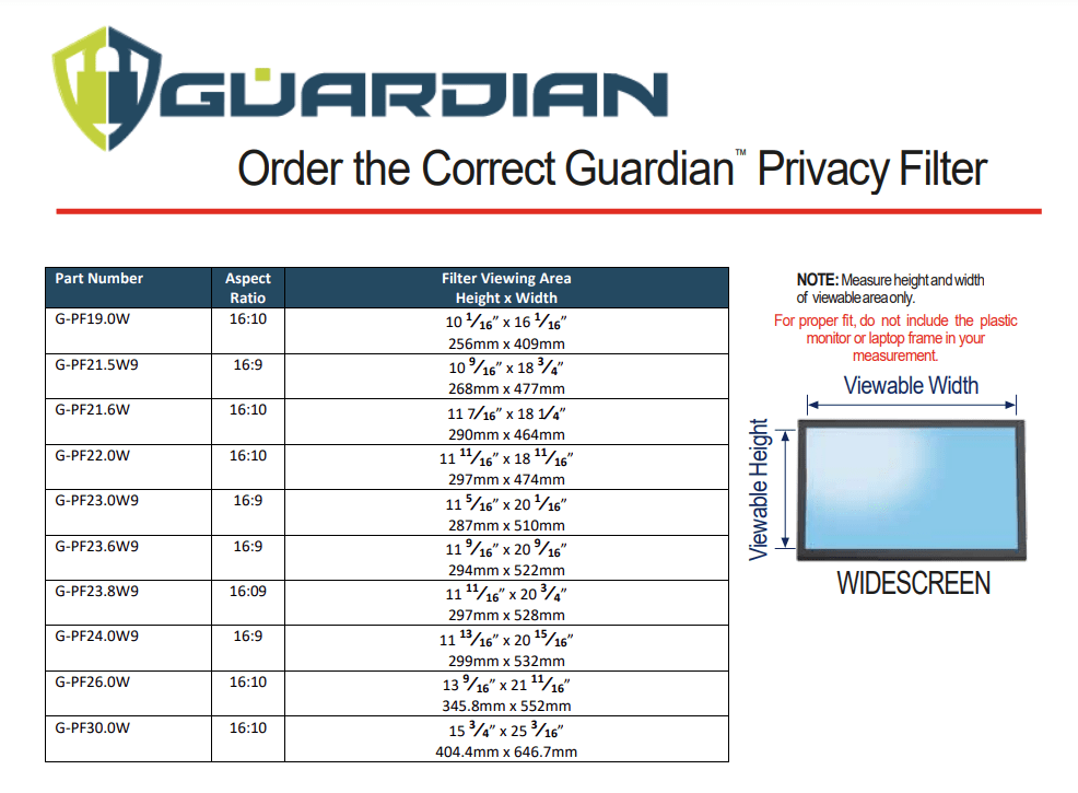 Guardian Privacy Filters - Computer Security Products